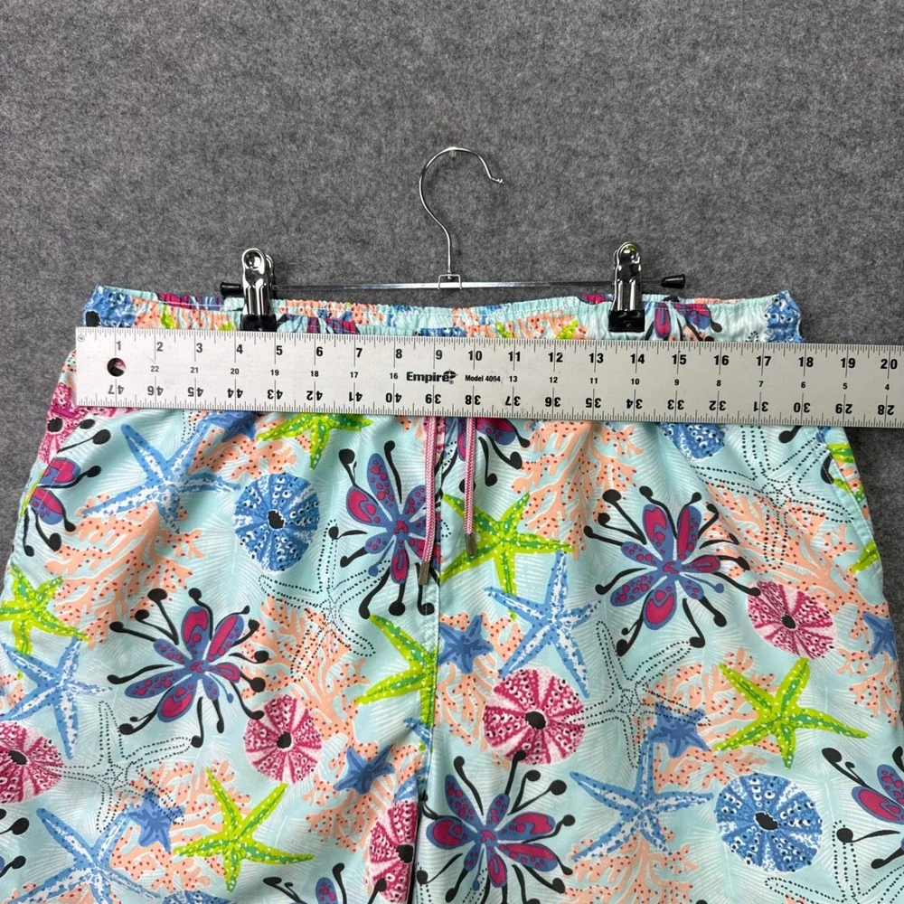 Peter Millar Swim Trunks XL Blue Starfish Coral Print Mesh Lined Board Shorts